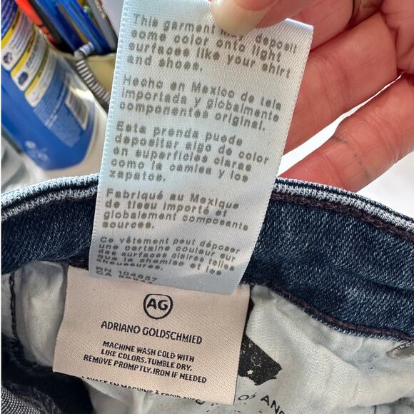 AG Medium Dark Wash The Prima Ankle Cigarette Leg Raw Hem Jeans 30 - Picture 11 of 12